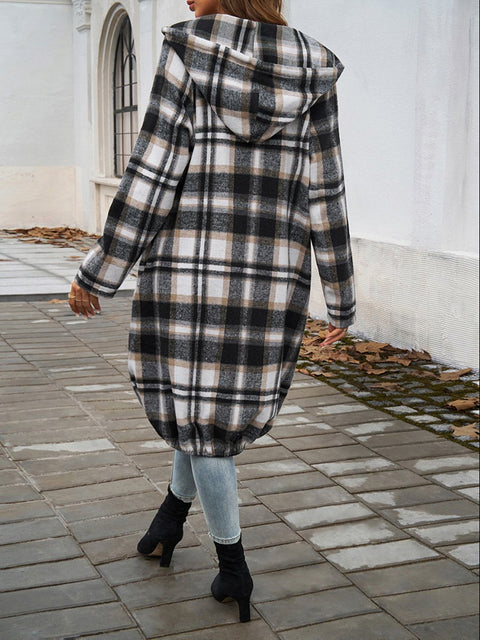 Women's Fall And Winter Casual Mixed Color Hooded Jacket