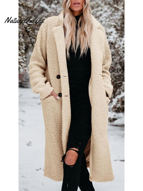 Autumn and Winter Warm Coat Long Sleeve Lapel Women's Coat