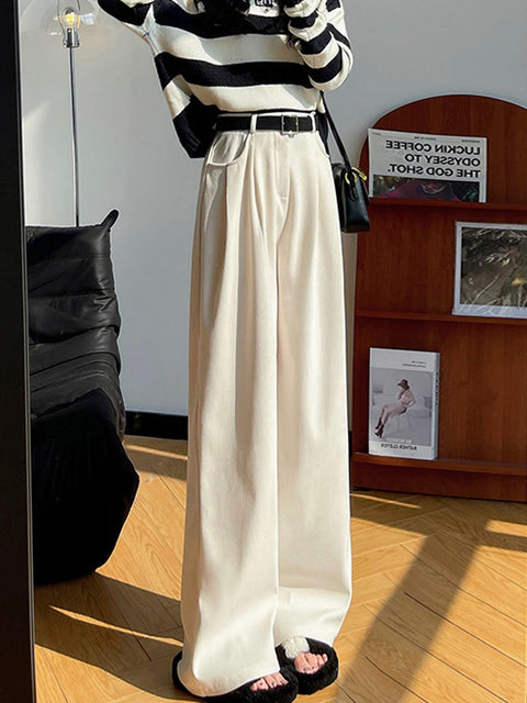 Women's Retro Stylish Casual High Waist Wide Leg Pants