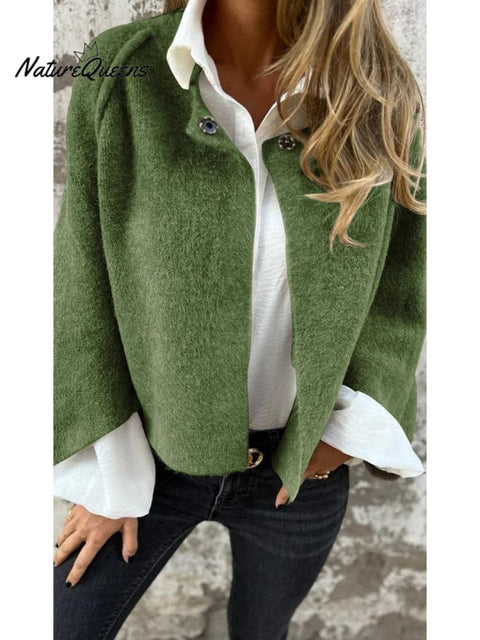 Autumn and Winter Loose Short Cashmere Long-sleeved Jacket