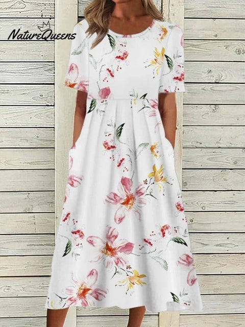 Boho Floral Print Loose Flowy Long Dresses