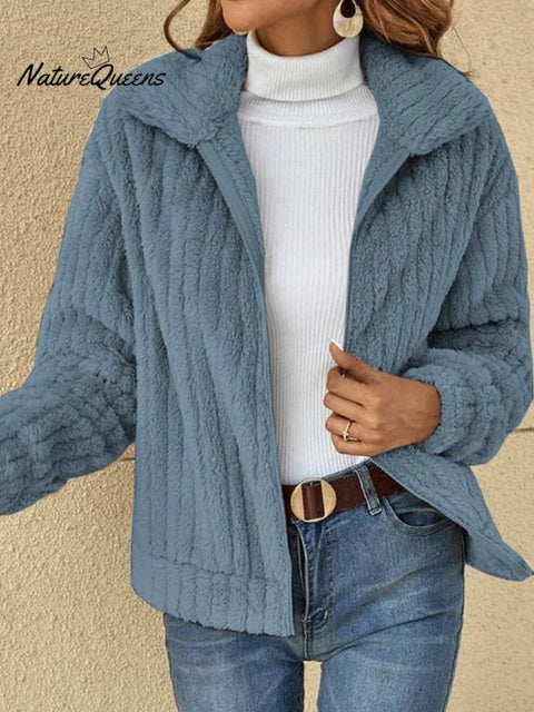 Women's Fall And Winter Plush Fur Lapel Collar Short Jacket