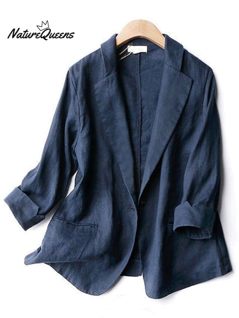 Women's 3/4 Sleeves Linen And Cotton Jacket