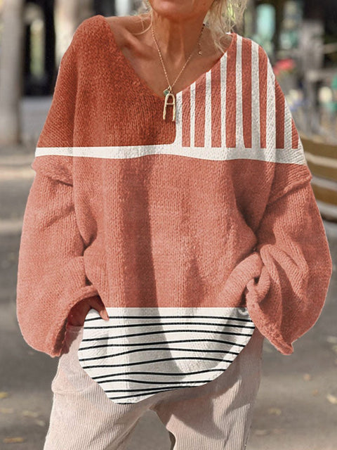 Abstract Geometric Art Print  Casual Pullover Sweater