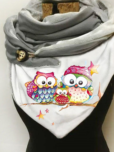 Owl Print Casual Scarf and Shawl