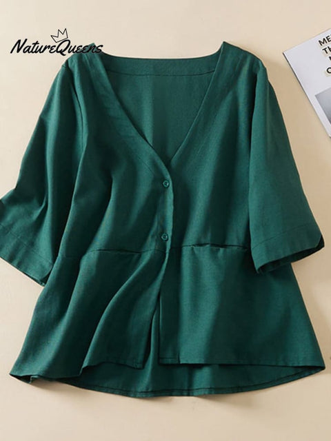 Cotton Linen Solid Color Loose Casual Jacket Thin Suit