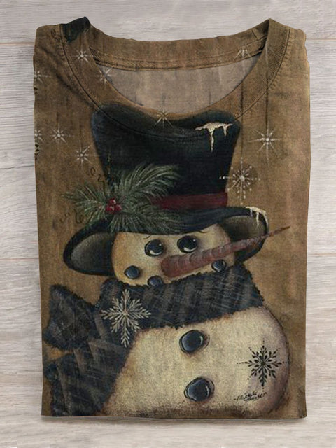 Retro Snowman Art Print T-shirt