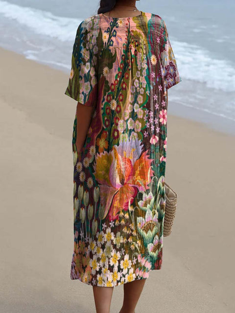 Beautiful Garden Decorative Pattern Flowy Dress