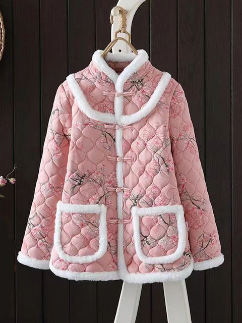 Women's Pink Chinese-style Padded Jacket