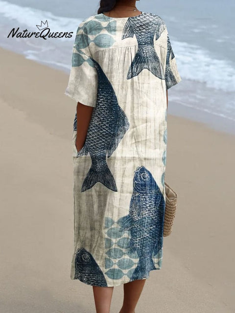 Women's  Fish  Art Print  Casual Dress