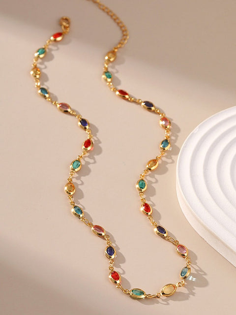 Colorful Glass Chain Necklace