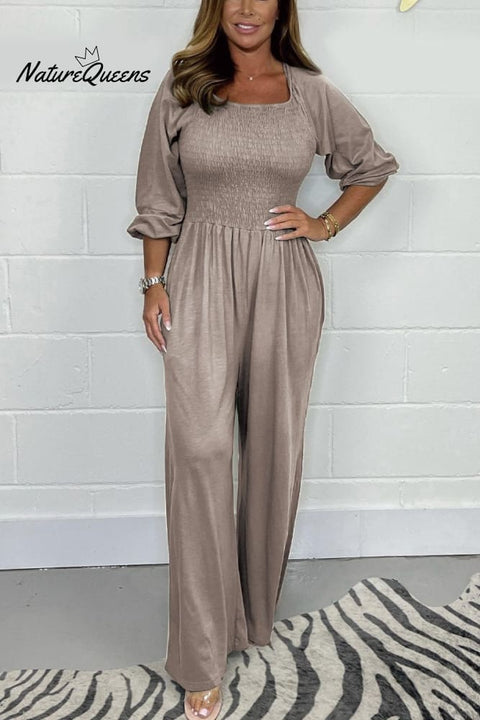 Casual solid color jumpsuit