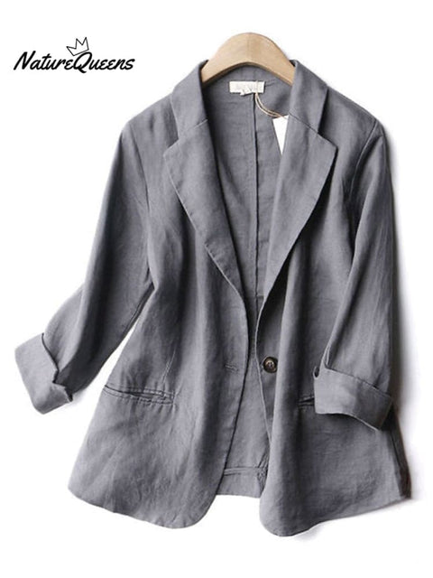 Women's 3/4 Sleeves Linen And Cotton Jacket