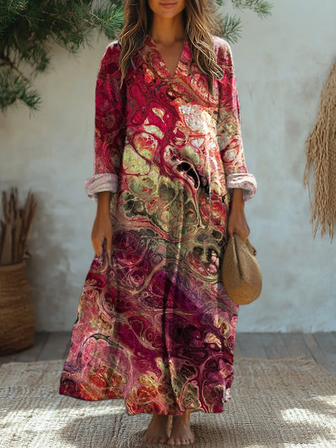 Abstract Oil Leakage Art Printed Women's Dress