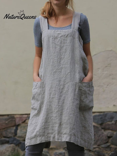 Fashion Loose Linen Long Dress Grey / S