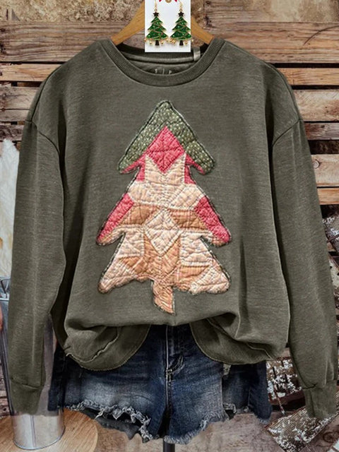 Merry Christmas  Christmas Tree Print Casual  Sweatshirt