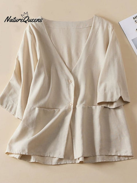 Cotton Linen Solid Color Loose Casual Jacket Thin Suit