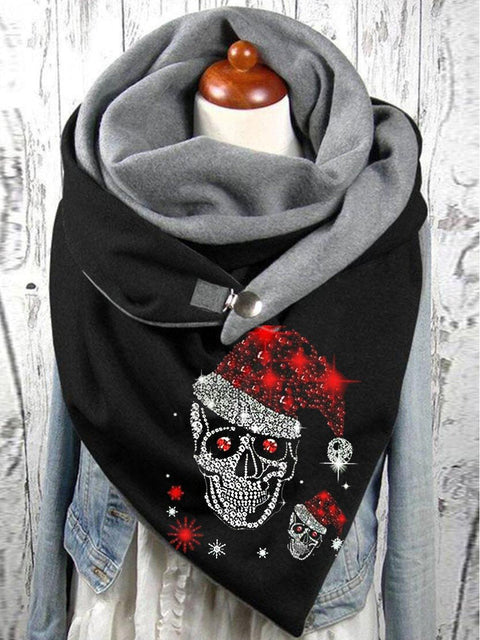 Christmas skull print casual scarf and shawl