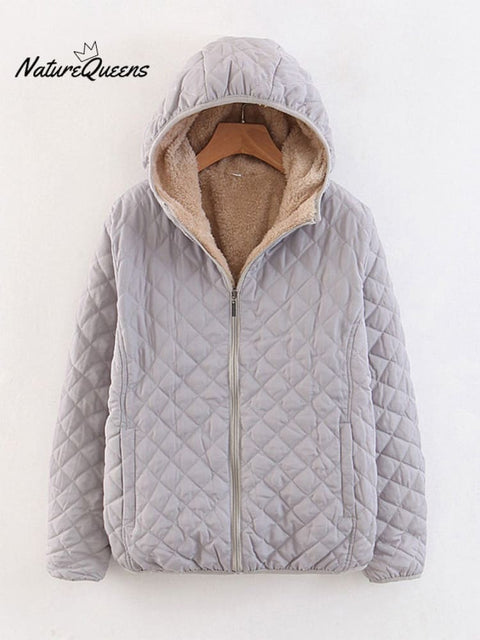 Velvet and Thickened Rhombus Loose Cotton Jacket