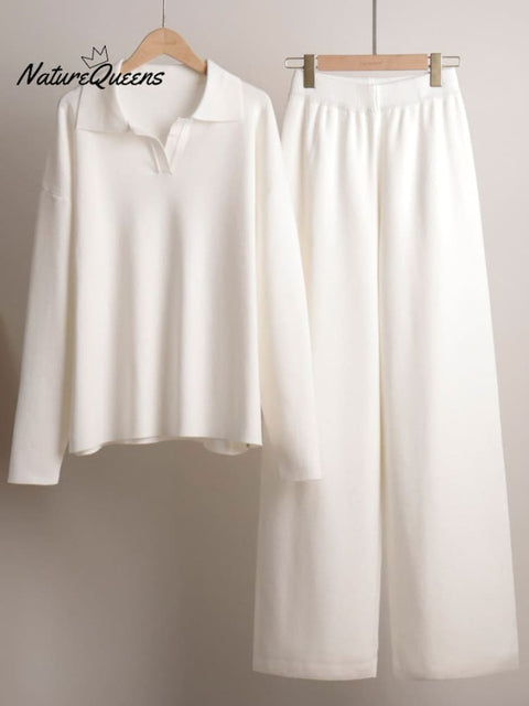 Collar Sweatshirt Top and Pants Set