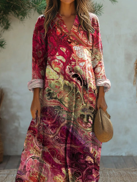 Abstract Oil Leakage Art Printed Women's Dress