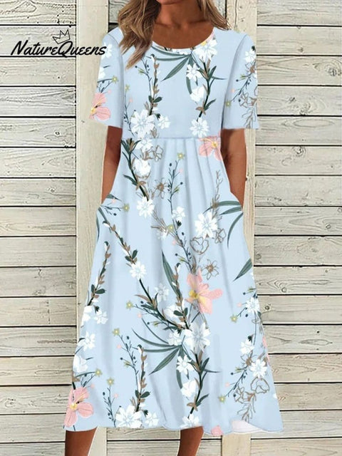 Boho Floral Print Loose Flowy Long Dresses