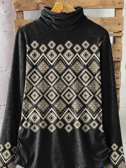 Azteca Geometric Pattern Printed Women's Casual 100% Cotton Top