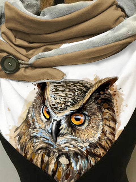 Plush Owl Watercolor Art Print Casual Scarf