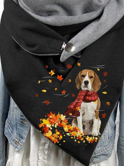 Women's Cute Pet Dog Beagle Casual Windproof Shawl Scarf