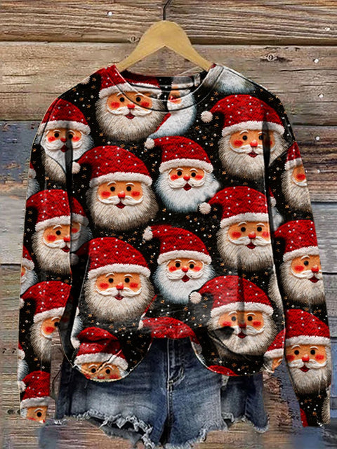 Retro  Embroidery Christmas  Print Casual  Sweatshirt