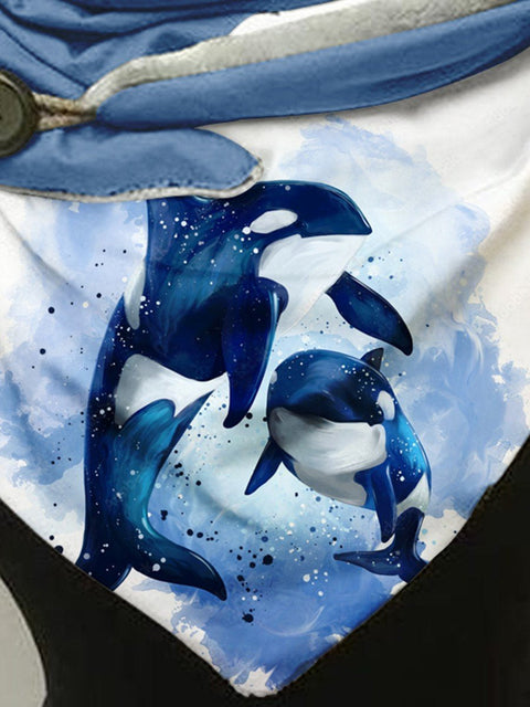 Ocean Whale Casual Print Scarf