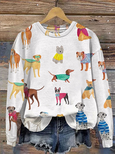 Funny Dog Art Print Casual  Sweatshirt