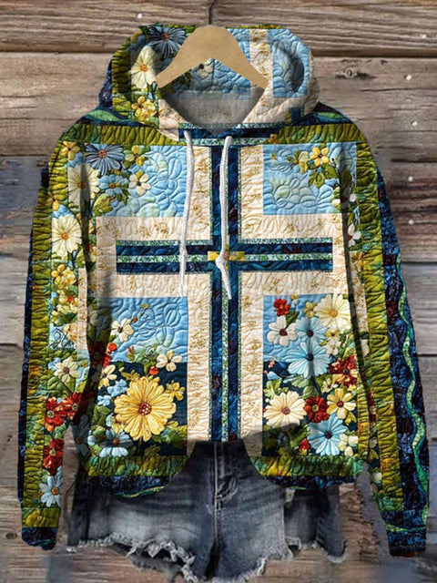 Cross Christmas  Print Casual Hoodie Sweatshirt