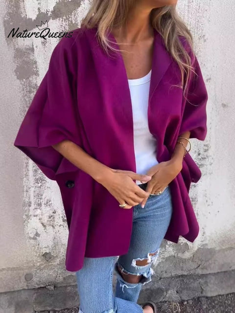 Women's New Autumn and Winter Lapel One-piece Cape Jacket