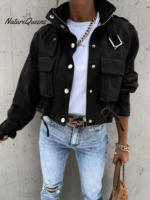 Motorcycle Jacket Short Women's Tops