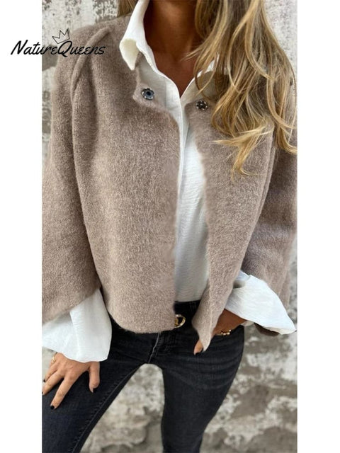 Autumn and Winter Loose Short Cashmere Long-sleeved Jacket