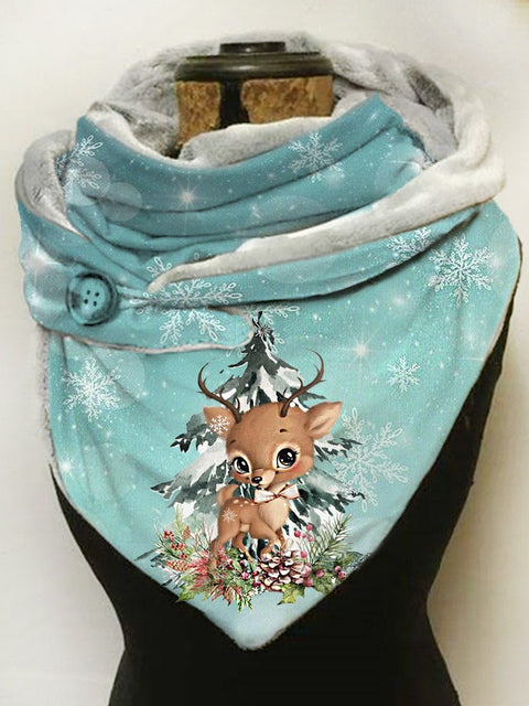 Christmas deer print casual scarf and shawl