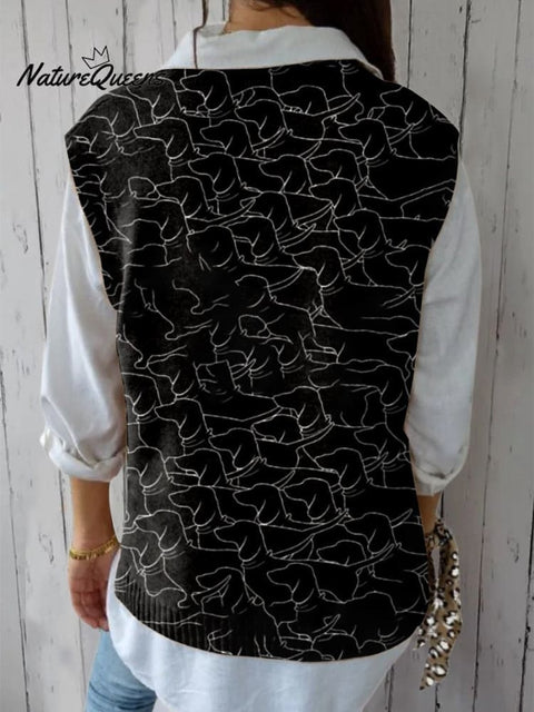 Women's Funny Dog  Art Print Versatile Knitted Vest