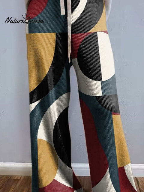 Modern Geometric Pattern Printed Women's Comfortable Knitted Trousers