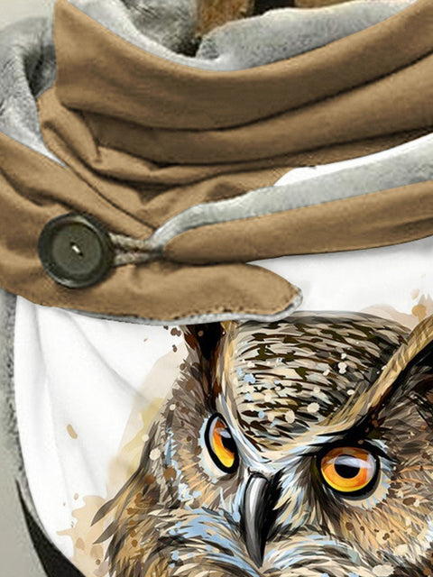 Plush Owl Watercolor Art Print Casual Scarf