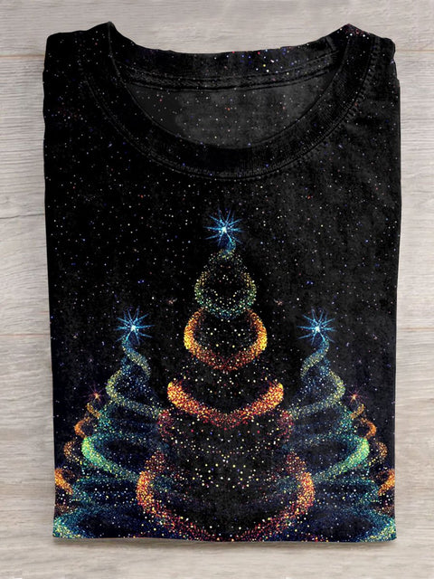 Glitter Christmas Art Print Casual T-shirt