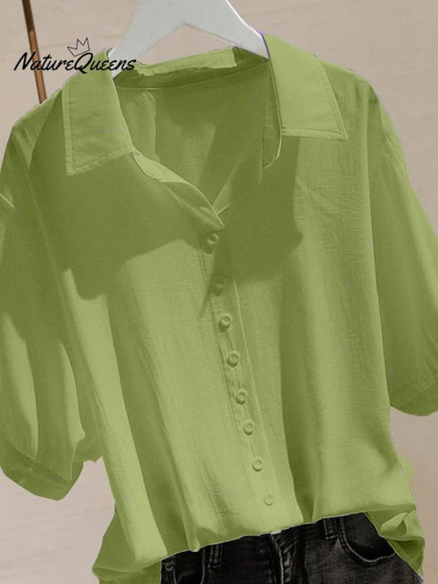 Women's Solid Color Loose Thin Elegant Casual Polo Shirt