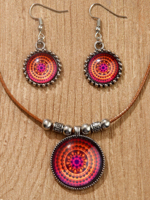 Groovy Ethnic Style Necklace and Earrings Set