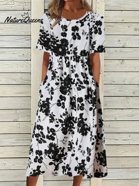 Boho Floral Print Loose Flowy Long Dresses