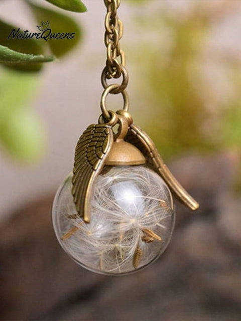 🎁 Round Orb Dandelion Dried Flower Pendant Necklace (100% off)