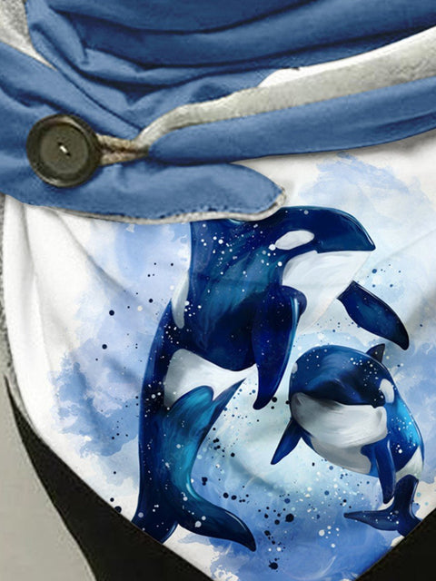 Ocean Whale Casual Print Scarf
