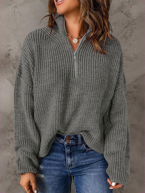 Women's V-Neck Casual Solid Color Sweater