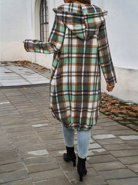 Women's Fall And Winter Casual Mixed Color Hooded Jacket