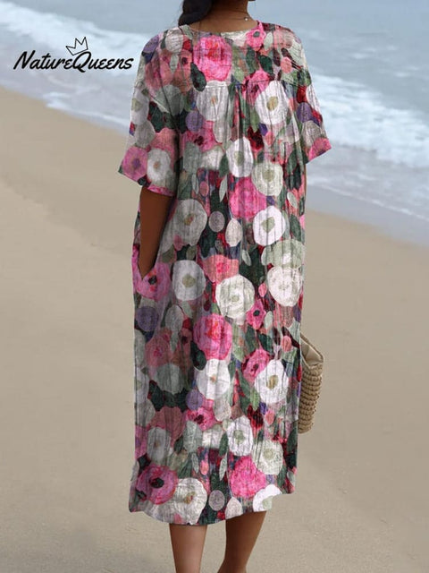 Lovely Poppy Field Printed Women's Flowy Dress