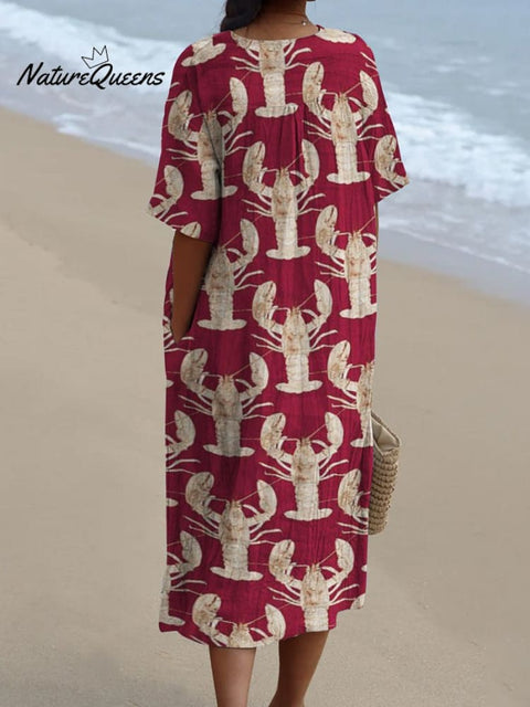 Lobster Arrangement Decorative Pattern Flowy Dress